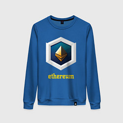Свитшот хлопковый женский Логотип Ethereum, цвет: синий