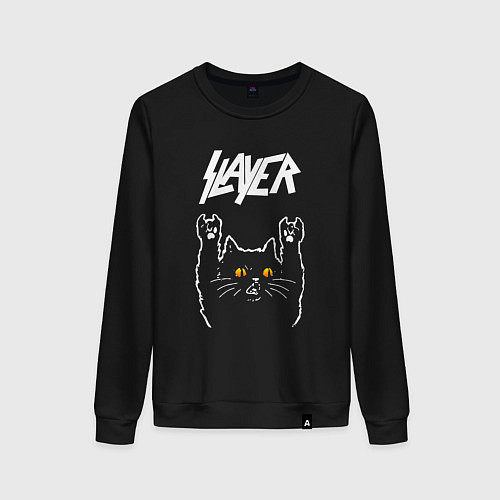 Женский свитшот Slayer rock cat / Черный – фото 1