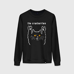 Свитшот хлопковый женский The Cranberries rock cat, цвет: черный