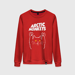 Свитшот хлопковый женский Arctic Monkeys rock cat, цвет: красный