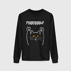 Свитшот хлопковый женский Powerwolf rock cat, цвет: черный