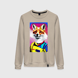 Свитшот хлопковый женский Fox - pop art - fashionista, цвет: миндальный