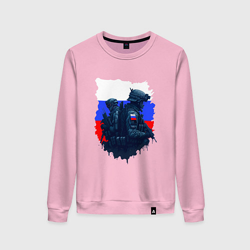 Женский свитшот Военные РФ и флаг - neuro art / Светло-розовый – фото 1