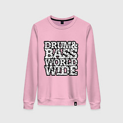 Свитшот хлопковый женский Drum and bass world wide, цвет: светло-розовый