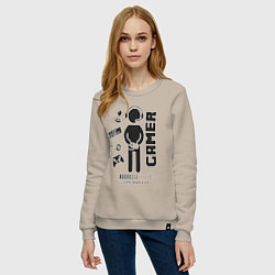 Свитшот хлопковый женский Игроман, цвет: миндальный — фото 2