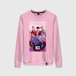 Свитшот хлопковый женский BTS art anime style, цвет: светло-розовый