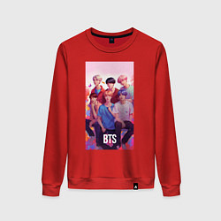 Свитшот хлопковый женский BTS art anime style, цвет: красный