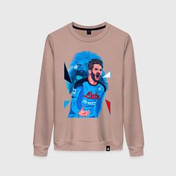 Свитшот хлопковый женский Хвича Кварацхелия Наполи Кварадона, цвет: пыльно-розовый