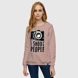 Свитшот хлопковый женский Shoot photographer, цвет: пыльно-розовый — фото 2
