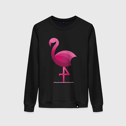 Женский свитшот Фламинго минималистичный / Черный – фото 1