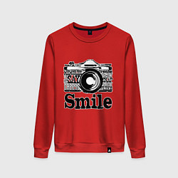 Свитшот хлопковый женский Smile camera, цвет: красный