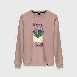 Свитшот хлопковый женский Lavender Summer - букет лаванды в конверте, цвет: пыльно-розовый