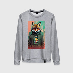 Свитшот хлопковый женский Dude fox - urban style, цвет: меланж