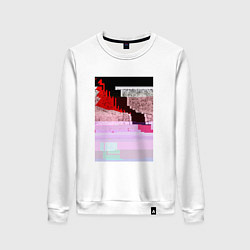 Свитшот хлопковый женский Abstract glitch, цвет: белый