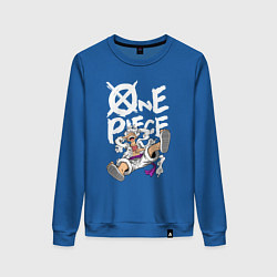 Свитшот хлопковый женский One piece - Луффи гир 5, цвет: синий