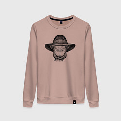 Свитшот хлопковый женский Верблюд в шляпе, цвет: пыльно-розовый