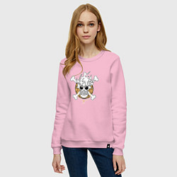 Свитшот хлопковый женский Знак Луффи - One piece, цвет: светло-розовый — фото 2