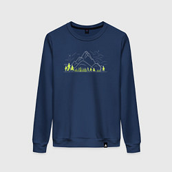 Свитшот хлопковый женский Горы да лес, цвет: тёмно-синий
