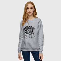 Свитшот хлопковый женский Queen - logo, цвет: меланж — фото 2