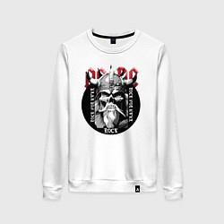 Свитшот хлопковый женский AC DC рок на вечно, цвет: белый