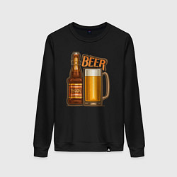 Свитшот хлопковый женский Light beer, цвет: черный