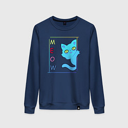 Свитшот хлопковый женский Cat meow, цвет: тёмно-синий