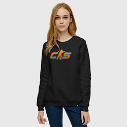 Свитшот хлопковый женский CS 2 orange logo, цвет: черный — фото 2