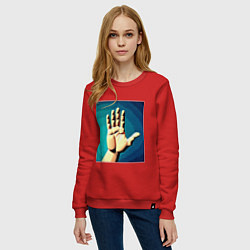 Свитшот хлопковый женский Приветствие рукой, цвет: красный — фото 2