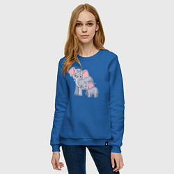 Свитшот хлопковый женский Elephants family, цвет: синий — фото 2