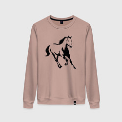 Свитшот хлопковый женский Конь скачет, цвет: пыльно-розовый