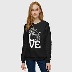 Свитшот хлопковый женский Любовь велосипедиста, цвет: черный — фото 2