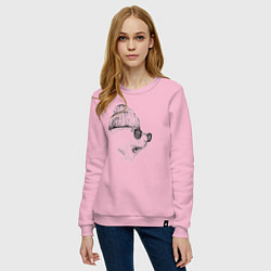 Свитшот хлопковый женский Морская свинка модная, цвет: светло-розовый — фото 2