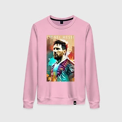 Свитшот хлопковый женский Lionel Messi - football - striker, цвет: светло-розовый
