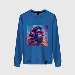 Женский свитшот Обезьяна в наушниках и очках