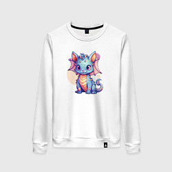 Свитшот хлопковый женский Cute dragon cat, цвет: белый