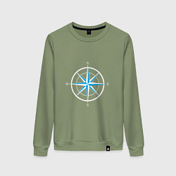Свитшот хлопковый женский Роза ветров компас, цвет: авокадо