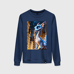 Свитшот хлопковый женский Синяя дракоша, цвет: тёмно-синий