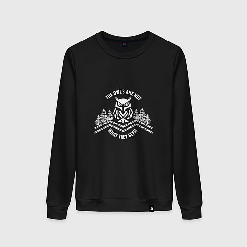 Женский свитшот Совы не то чем они кажутся / Черный – фото 1