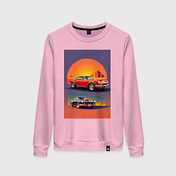 Свитшот хлопковый женский Ретро спорт кар, цвет: светло-розовый