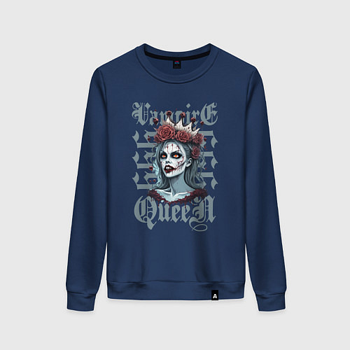 Женский свитшот Королева зомби-вампиров на хэллоуин / Тёмно-синий – фото 1