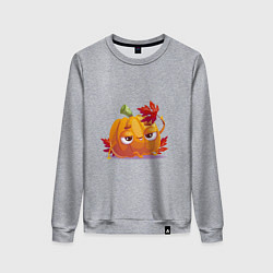 Свитшот хлопковый женский Тыква на фотосесии, цвет: меланж