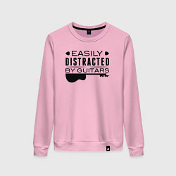 Свитшот хлопковый женский Легко отвлекается на гитары, цвет: светло-розовый