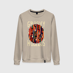 Свитшот хлопковый женский Заводные люди, цвет: миндальный