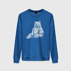 Свитшот хлопковый женский Медведь подмигивает, цвет: синий