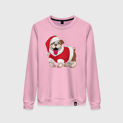 Свитшот хлопковый женский Новогодний пёсик, цвет: светло-розовый