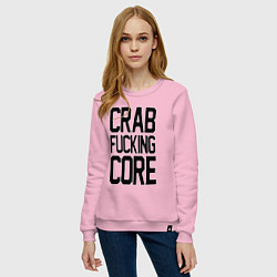 Свитшот хлопковый женский Crabcore, цвет: светло-розовый — фото 2