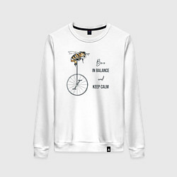 Свитшот хлопковый женский Be in ballance and keep calm, цвет: белый