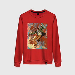 Свитшот хлопковый женский Disco elysium, цвет: красный