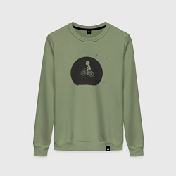 Свитшот хлопковый женский Полёт на велике, цвет: авокадо