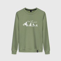 Свитшот хлопковый женский One life one love wite, цвет: авокадо